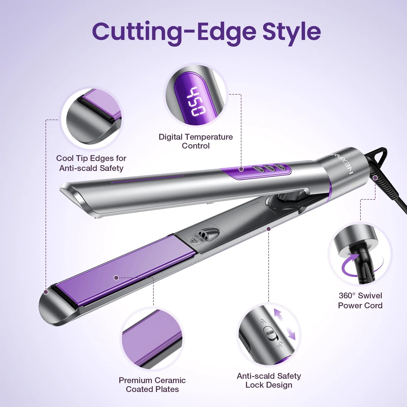 New Upgrade Ionic Flat Iron , Fast Heating Professional Salon 2-In-1 Ceramic Hair Straightener and Curler,Dual Voltage for Travel