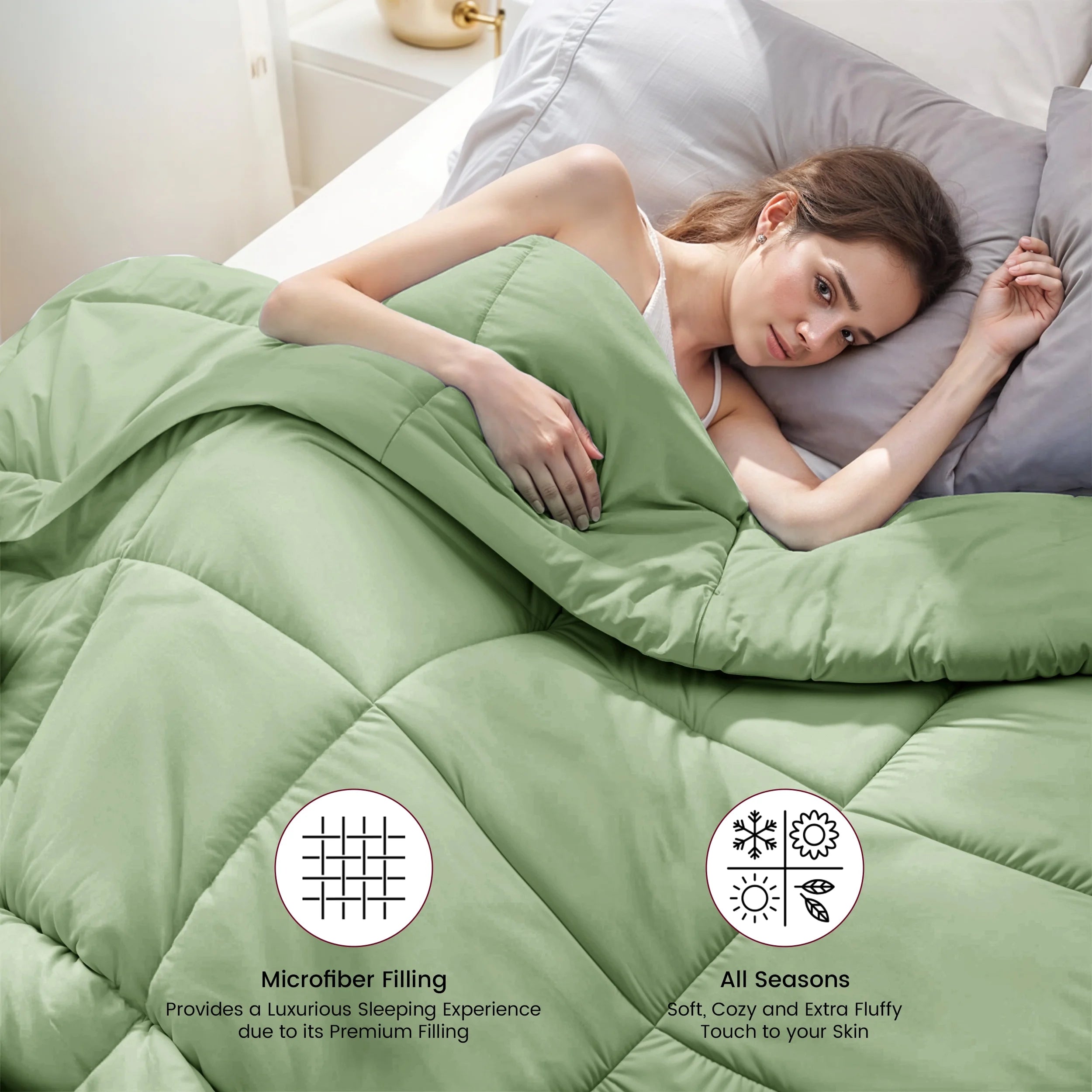 Twin Comforter - down Alternative Comforter & Duvet Insert - Single Comforter, Sage