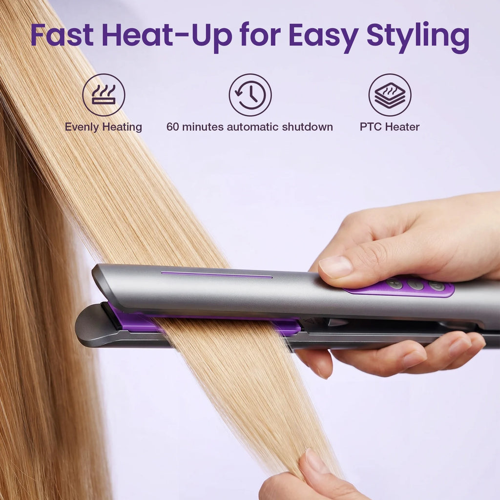 New Upgrade Ionic Flat Iron , Fast Heating Professional Salon 2-In-1 Ceramic Hair Straightener and Curler,Dual Voltage for Travel