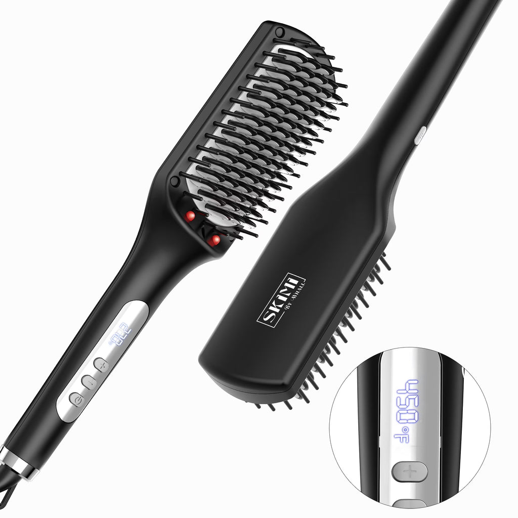 by SKIMI Hair Straightening Brush, Gold Ionic Hair Straightener Comb, Ceramic Coating