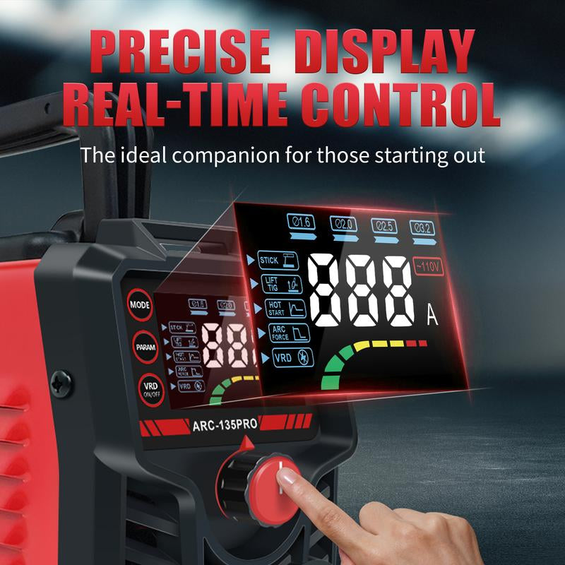 GNIWELDER Stick Welder 110V Portable ARC/TIG Welding Machine with LED Display Synergic Control IGBT Inverter Hot Start Arc Force Anti-Stick for Home Repair & Metal Working,Father'S Day Christmas Gifts Thanksgiving and Birthday Gifts