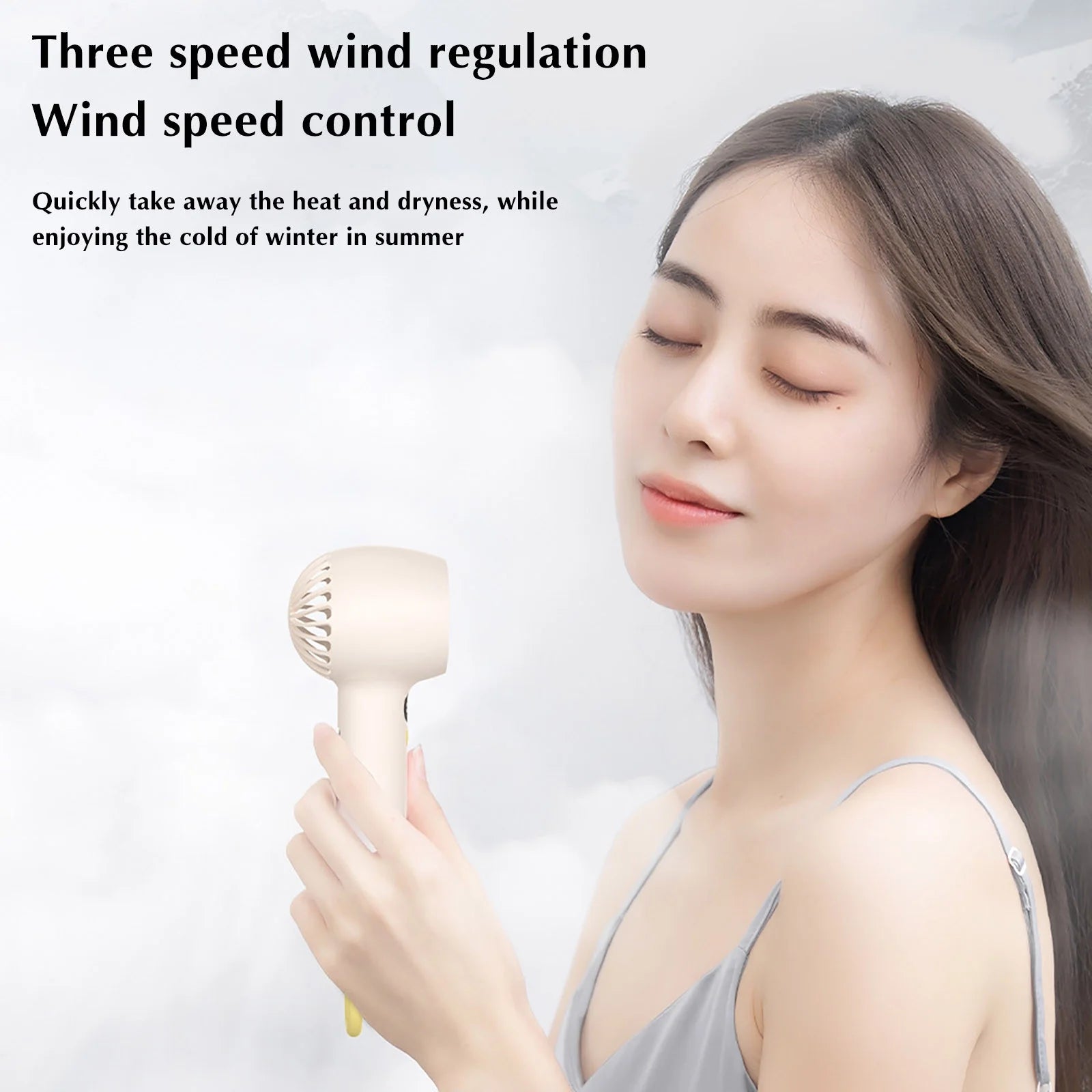Smart Tower Fan for Bedroom Powerful Handheld Fan Mini Air Cooling Fan for Room Air Conditioner Fan for Bedroom, for Stylish Kids Girls Women (Beige)
