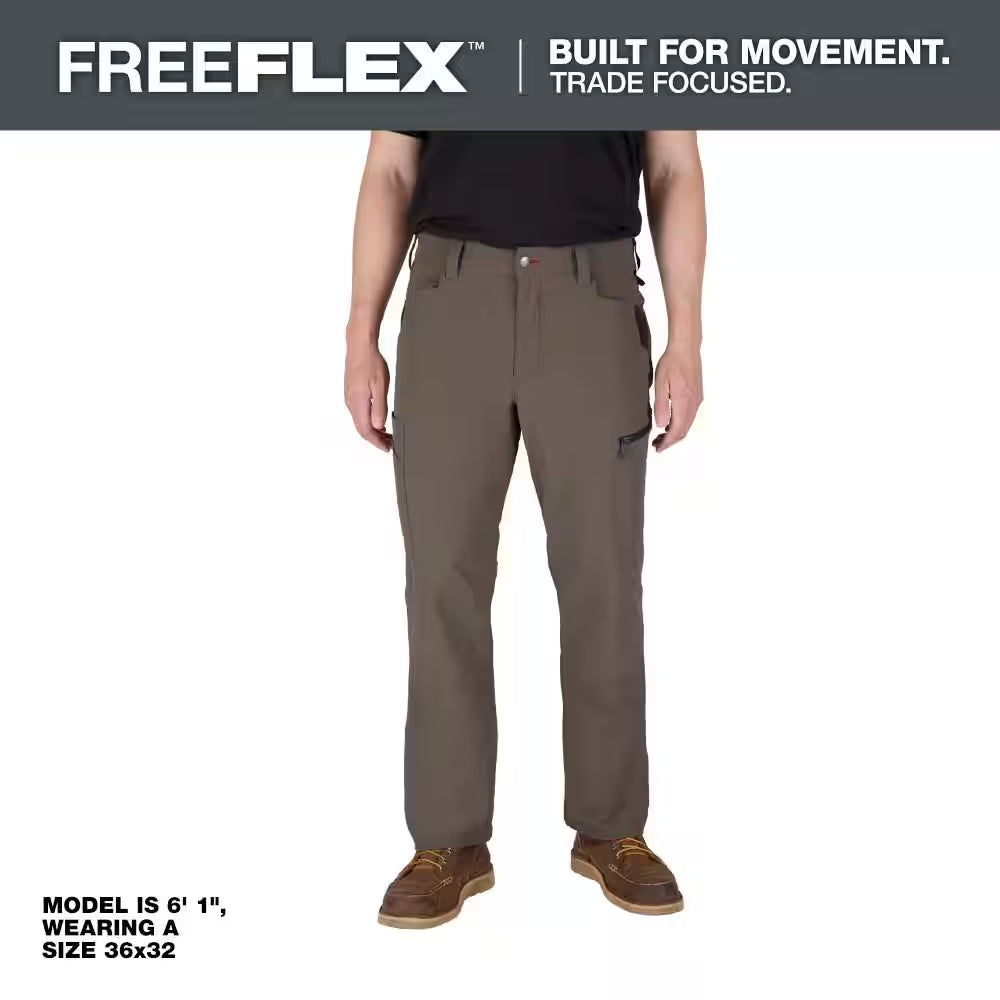 Men'S 32 In. X 32 In. Brown FREEFLEX Tech Work Pants with 7 Pockets