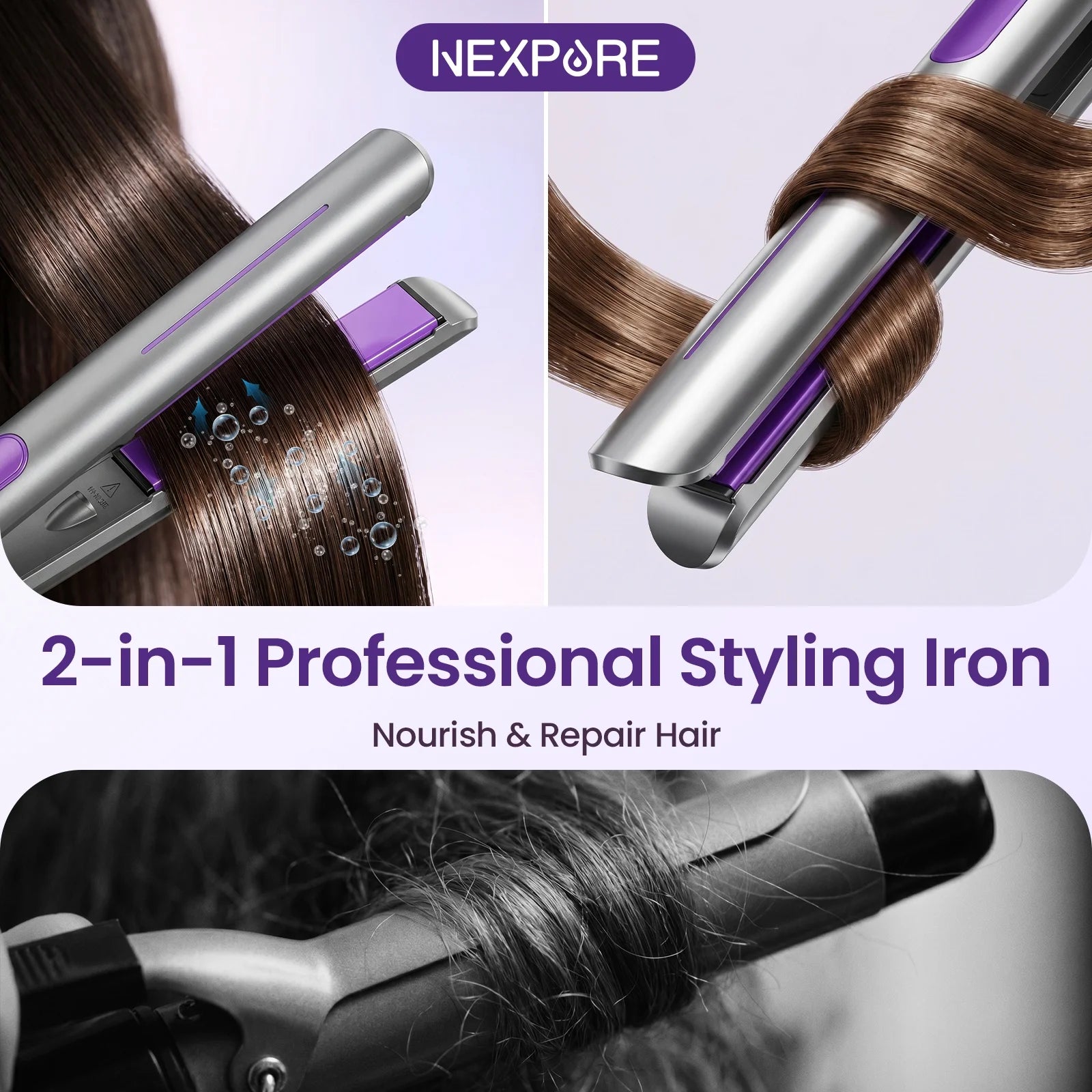 New Upgrade Ionic Flat Iron , Fast Heating Professional Salon 2-In-1 Ceramic Hair Straightener and Curler,Dual Voltage for Travel
