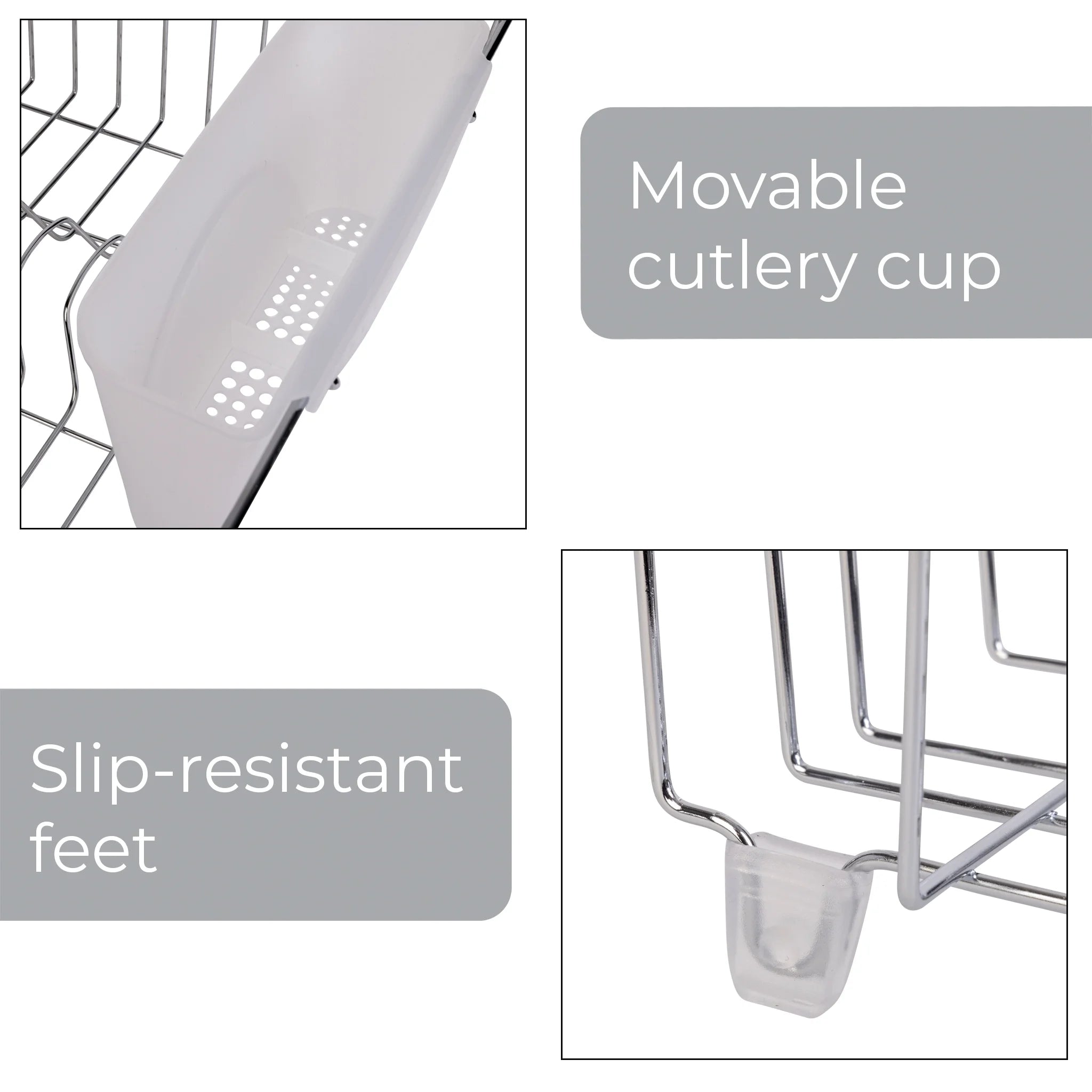 Small Wire Dish Rack - Chrome - 14.17" W X 12.64" L X 5.67" H