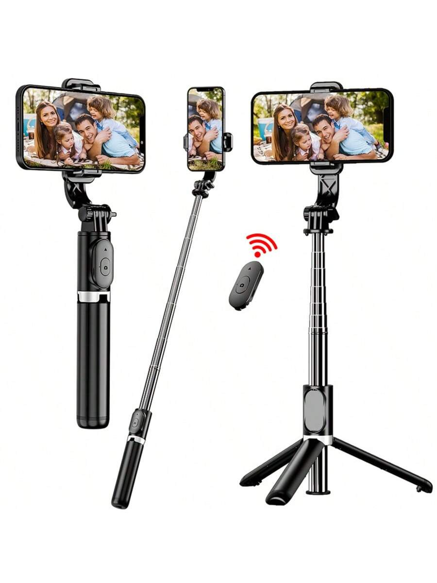 40-Inch Retractable Selfie Stick – Professional Floor Tripod for Live Streaming, with Wireless Remote, 360° Rotation, Stable Anti-Shake Design. Ideal for Travel Vlogs & Outdoor Live Streaming. Compatible with Smartphones Black for Summer Vacation, Travel,