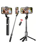 40-Inch Retractable Selfie Stick – Professional Floor Tripod for Live Streaming, with Wireless Remote, 360° Rotation, Stable Anti-Shake Design. Ideal for Travel Vlogs & Outdoor Live Streaming. Compatible with Smartphones Black for Summer Vacation, Travel,