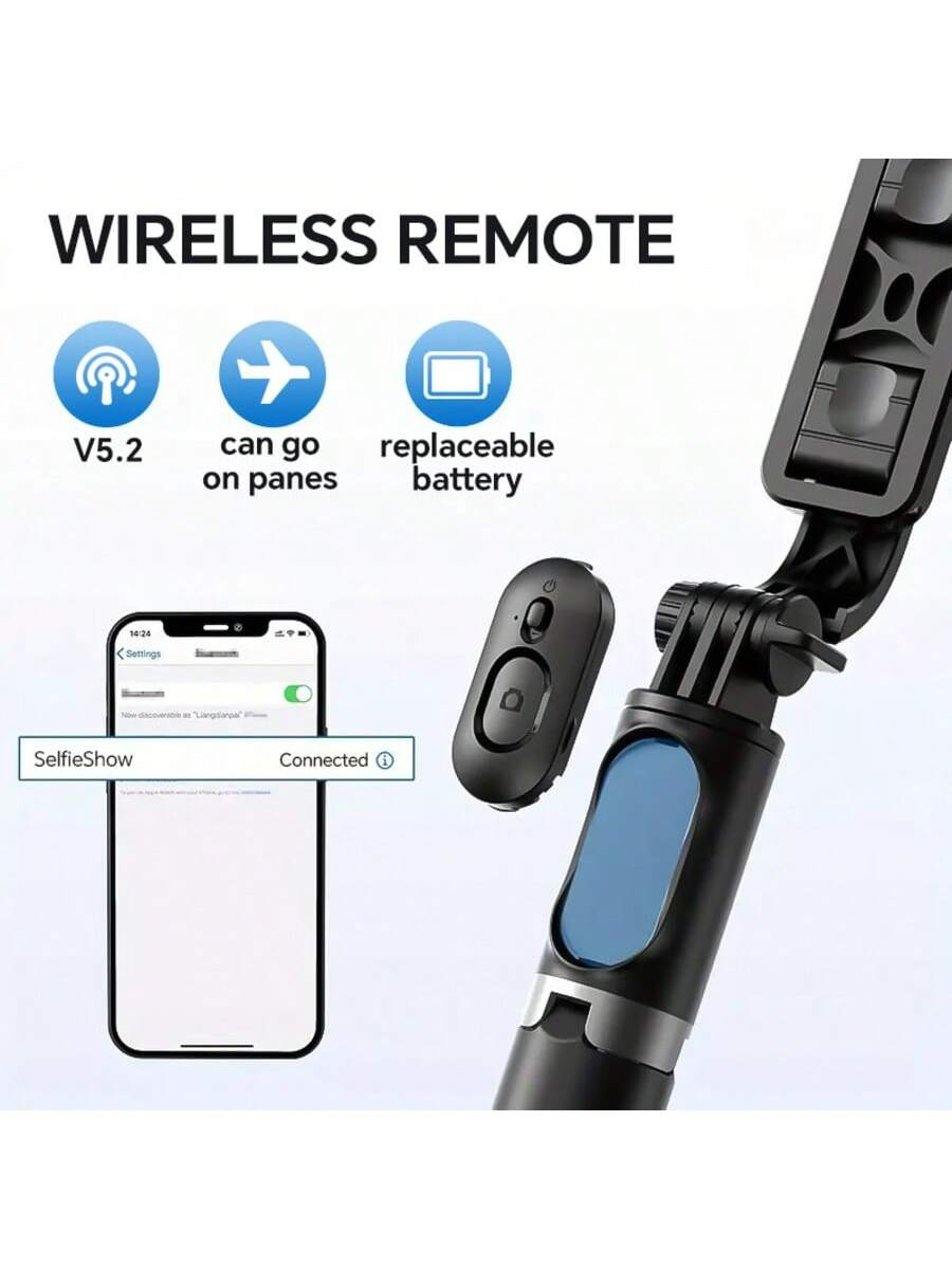 40-Inch Retractable Selfie Stick – Professional Floor Tripod for Live Streaming, with Wireless Remote, 360° Rotation, Stable Anti-Shake Design. Ideal for Travel Vlogs & Outdoor Live Streaming. Compatible with Smartphones Black for Summer Vacation, Travel,