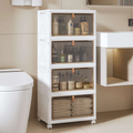 Javlergo 4 Tier Bathroom Storage Cabinet Storage Bins with Lid Stackable Storage Boxes Foldable Storage Organizers