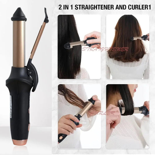 Mini Hair Curling Iron Straightener 2 in 1 Travel Mini Curling Wand