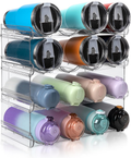Stackable Water Bottle Organizer, Large Compartment Water Bottle Holder, 4 Tier Clear Water Bottle Organizer for Cabinet, Bottle Rack for Kitchen Organization and Storage - Hold 16 Bottles