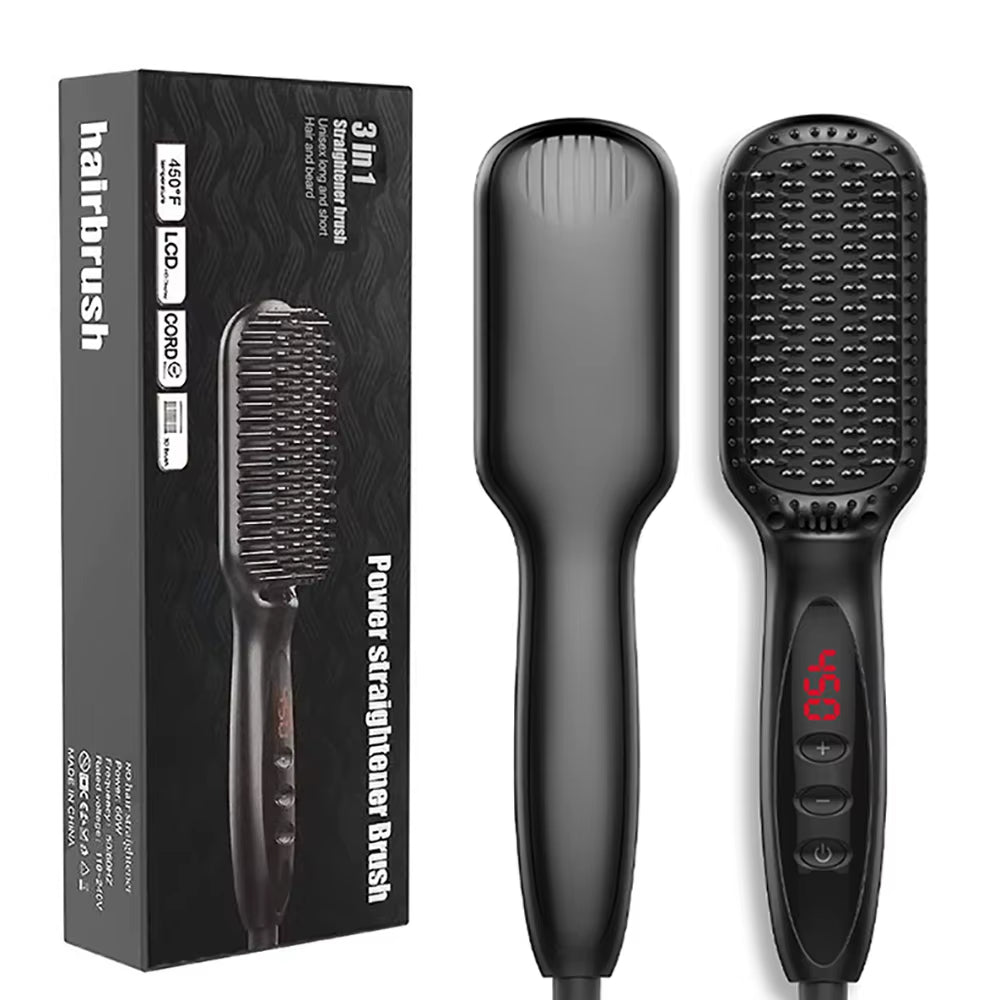 Hair Straightener for Women Hot Comb Anti-Scalding Hair Brush Ceramic Heating Lcd Display Dual Voltage Silent Hair Straightener