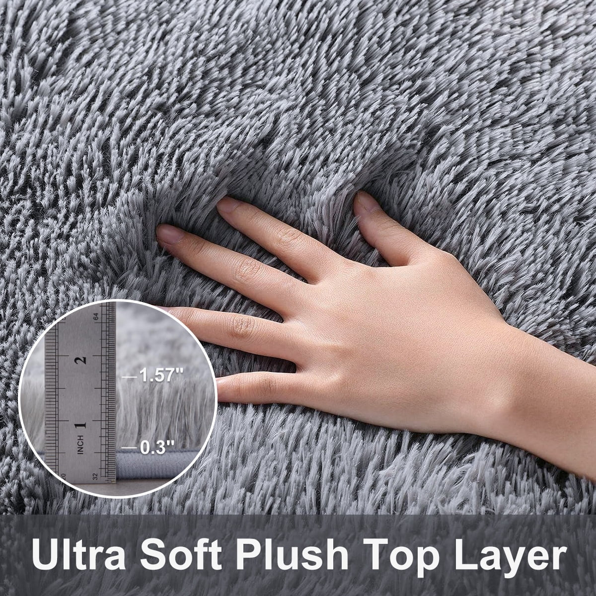 Area Rugs for Living Room Bedroom, 6X9 Ultra Soft Comfy Fluffy Thickened Memory-Foam Indoor Carpets, Modern Carpet for Teen Adults Apartment Bedroom Home Decor, Gray