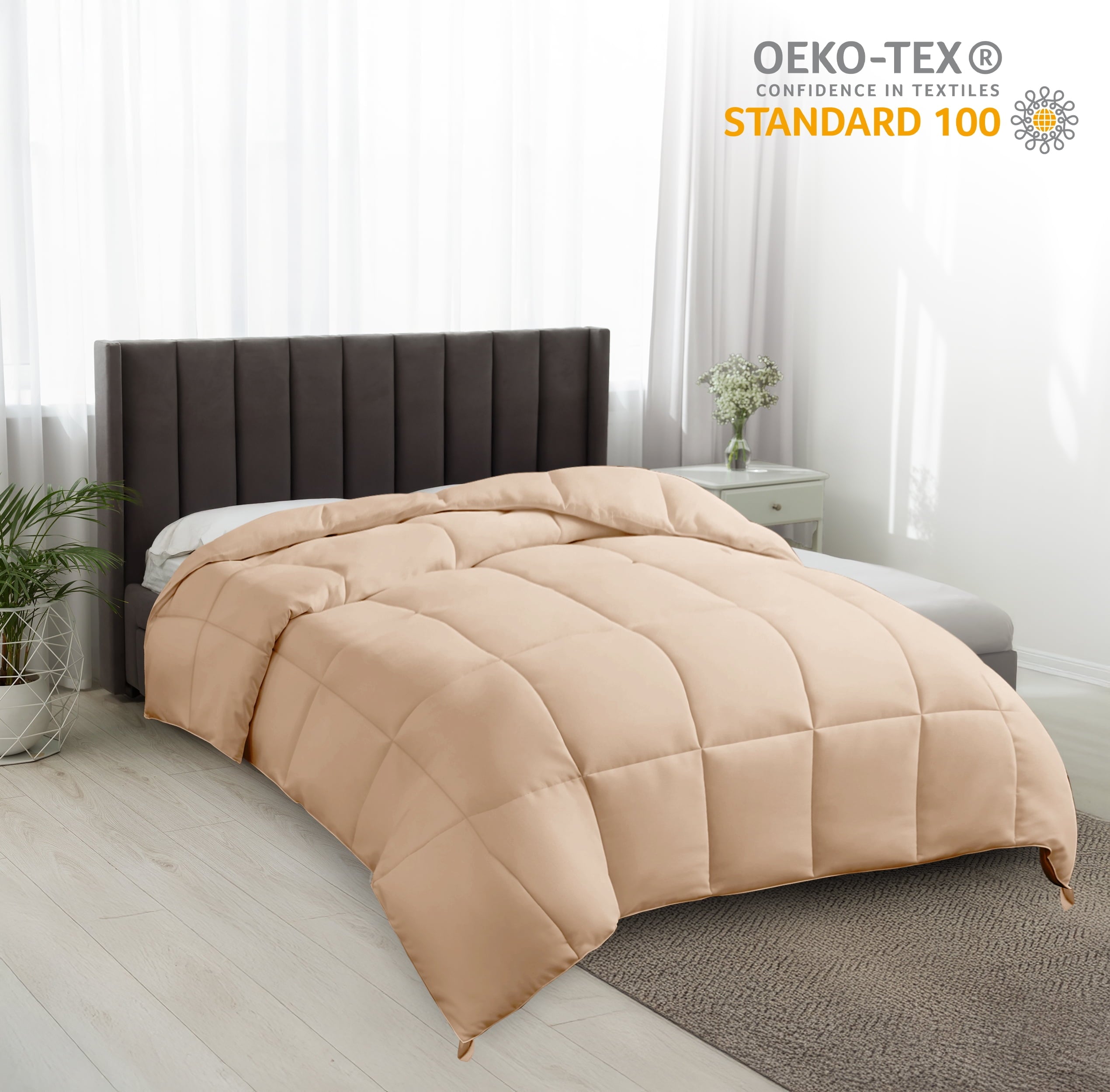 Twin Comforter - down Alternative Comforter & Duvet Insert - Single Comforter, Beige