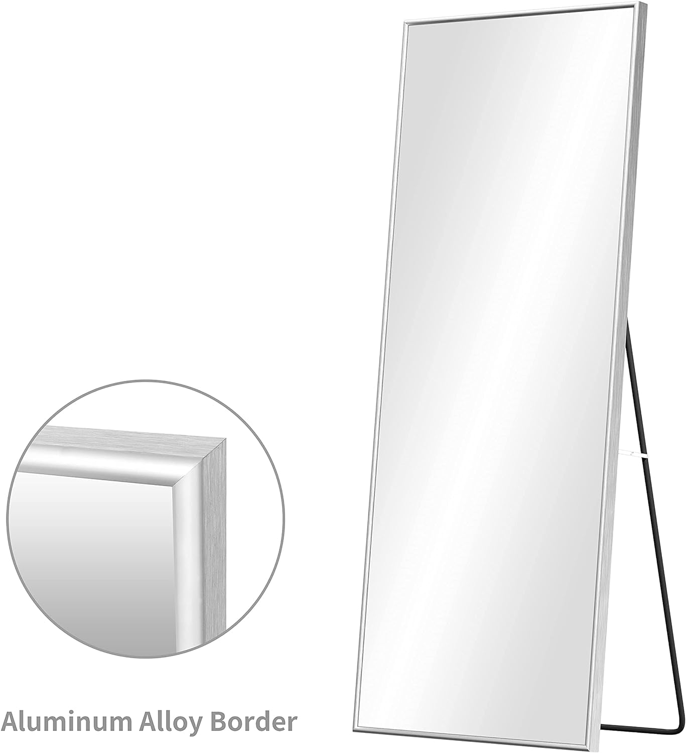 65X22Inch Full Length Mirror, Floor Mirror, Beveled Mirror, Standing Mirror, Full Body Mirror, Floor Length Mirror, Wall Mirror, Al-Alloy Thickened Frame Large Mirror