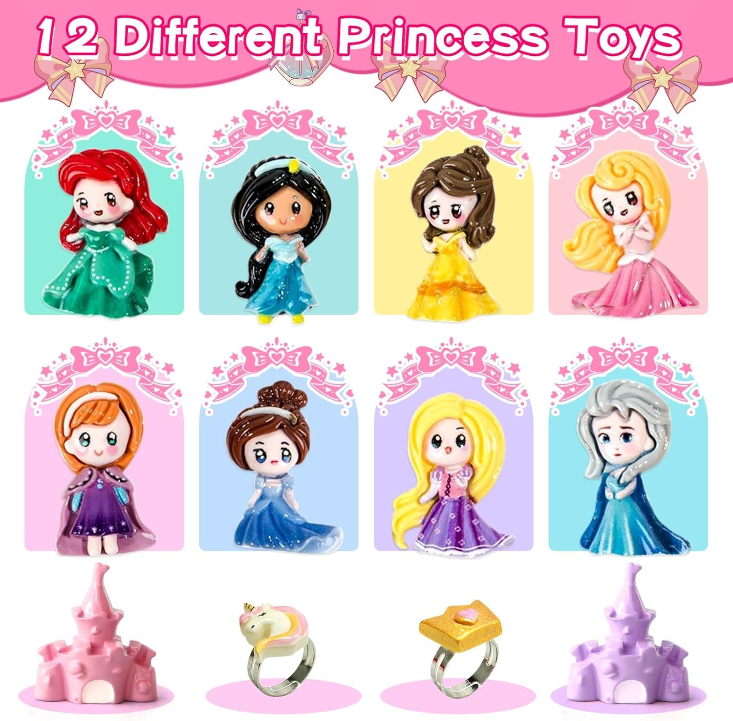 Bath Bombs for Kids with Surprise inside Princess Toys Natural Bath Bombs Handmade Spa Organic Bubble Bath Bomb Bath Fizzy with Jewelry Set Girls Birthday Christmas Gift