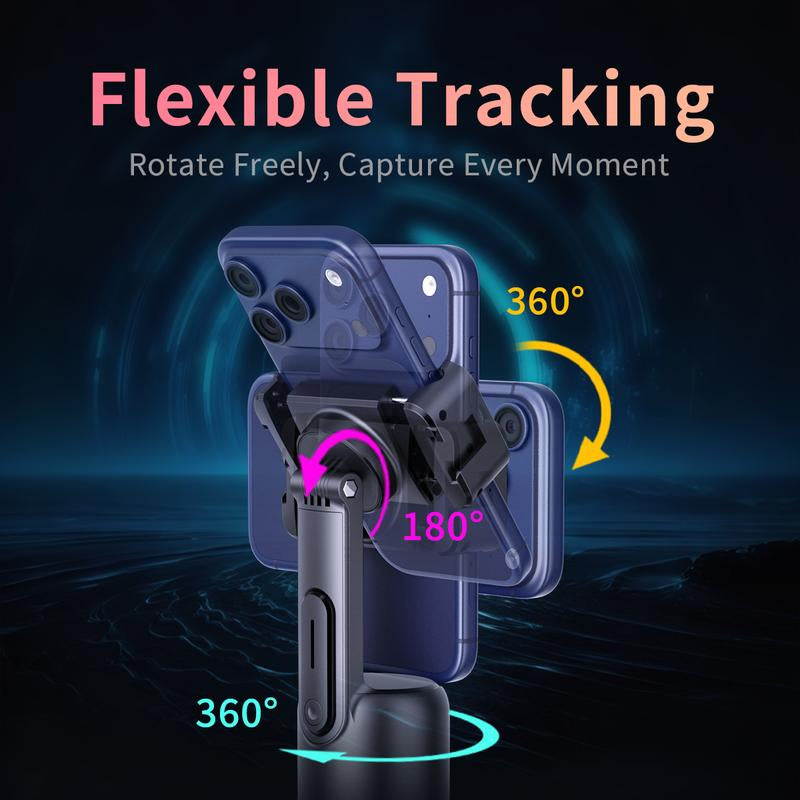 Auto Face Tracking Tripod 360° Rotating Cell Phone Photo & Video Kit Stand with Remote & Wireless Microphones Rechargeable Smart Shooting for Live Recording Tiktok Selfie