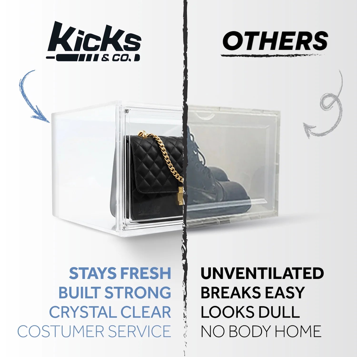 XL Clear Plastic Shoe Storage Box, Stackable with Lids for Sneakers up to Size 13, 2 Pack
