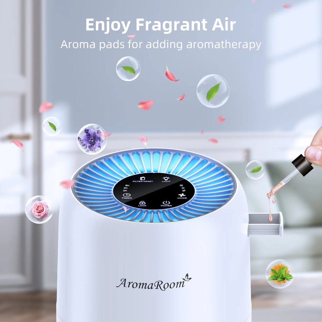 Hepa Portable Air Purifier for Bedroom Home Pets, Small Air Cleaners Purify for Allergy with RGB Light