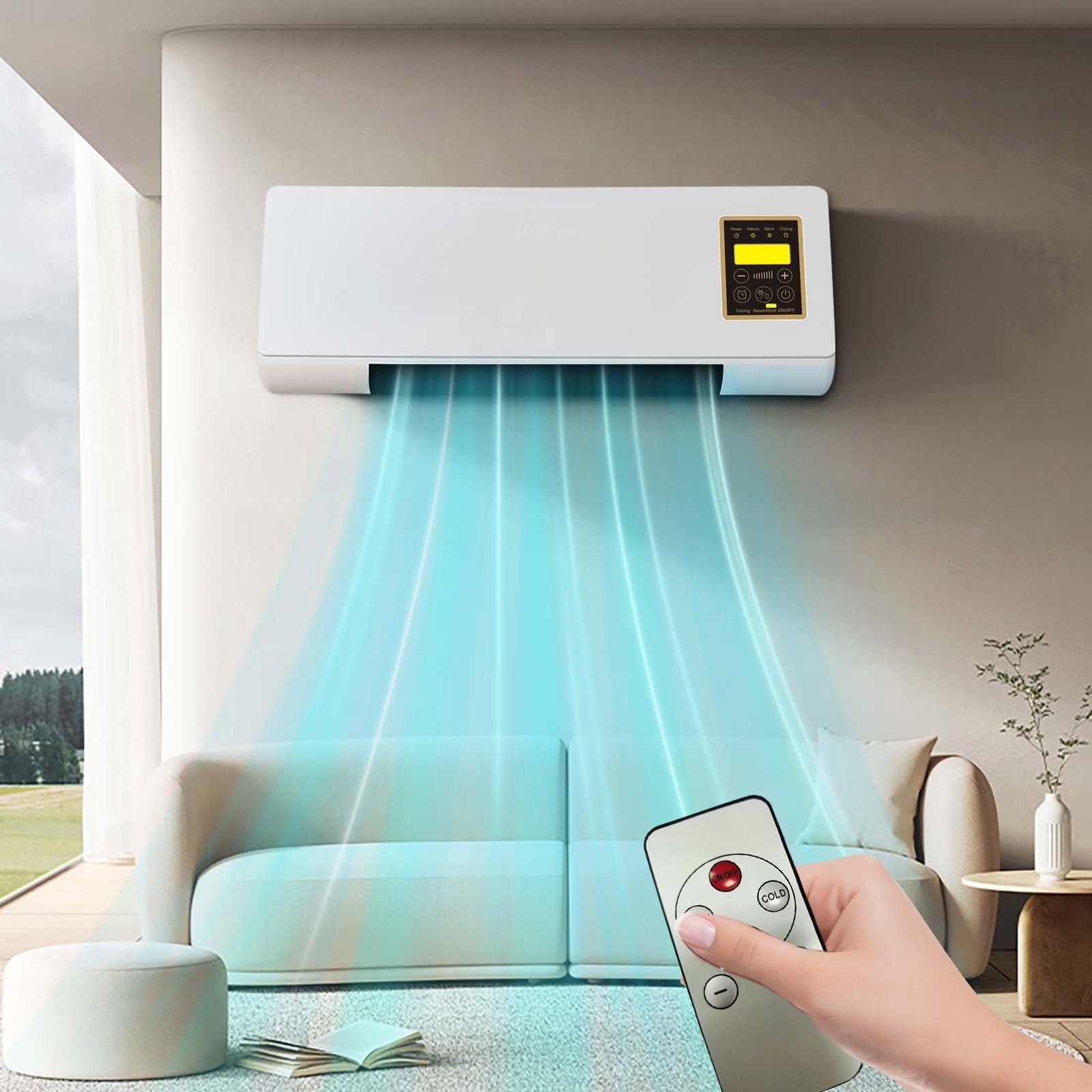 14000 BTU Ductless Portable Air Conditioners No Windows Needed, Wall Air Conditioner with Heaters, Split Ac Heating System, Fast Heating