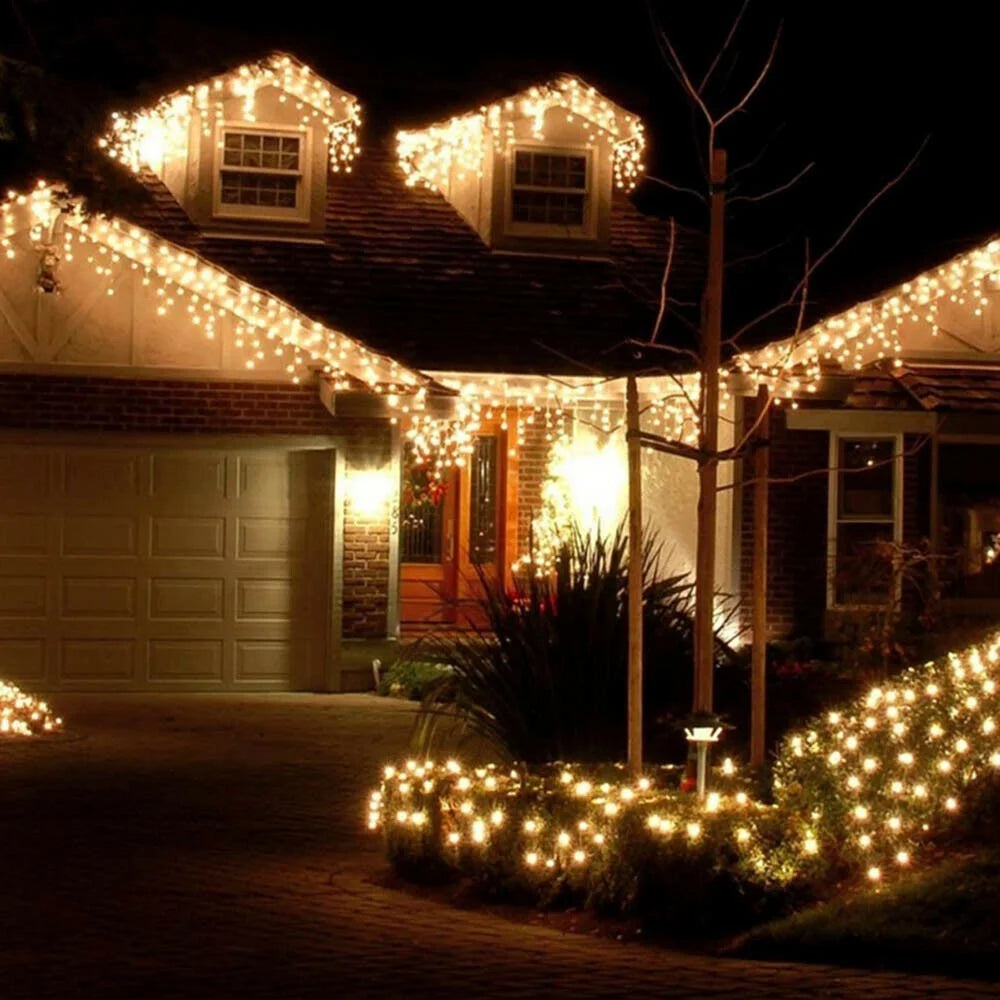 Christmas Lights, 13FT Extendable LED String Lights,Waterproof Outdoor Fairy Lights Curtain Lights Icicle Lights for Christmas Garden Patio Party Decoration