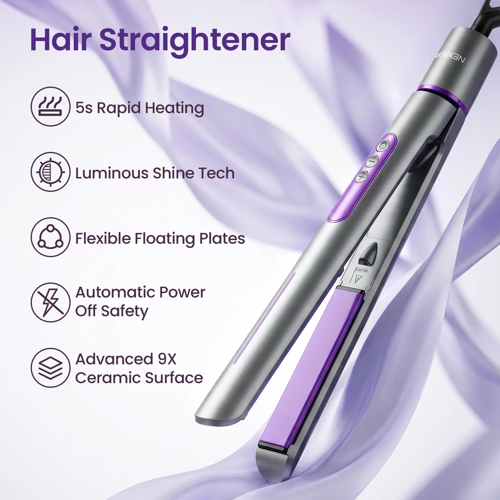 New Upgrade Ionic Flat Iron , Fast Heating Professional Salon 2-In-1 Ceramic Hair Straightener and Curler,Dual Voltage for Travel