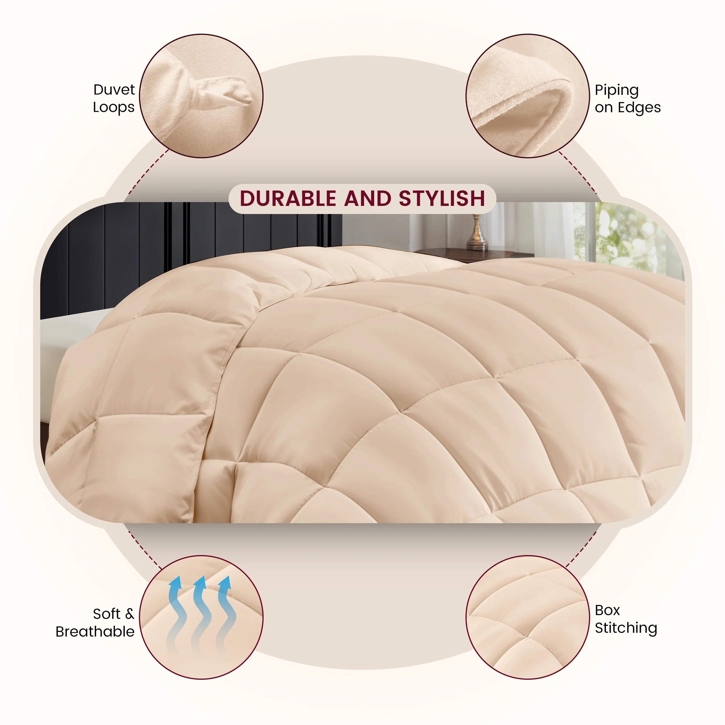 Twin Comforter - down Alternative Comforter & Duvet Insert - Single Comforter, Beige