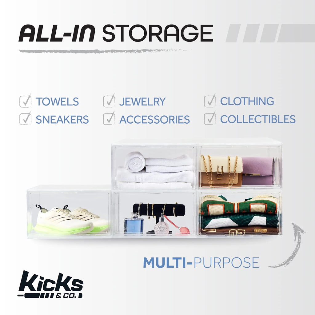 XL Clear Plastic Shoe Storage Box, Stackable with Lids for Sneakers up to Size 13, 2 Pack