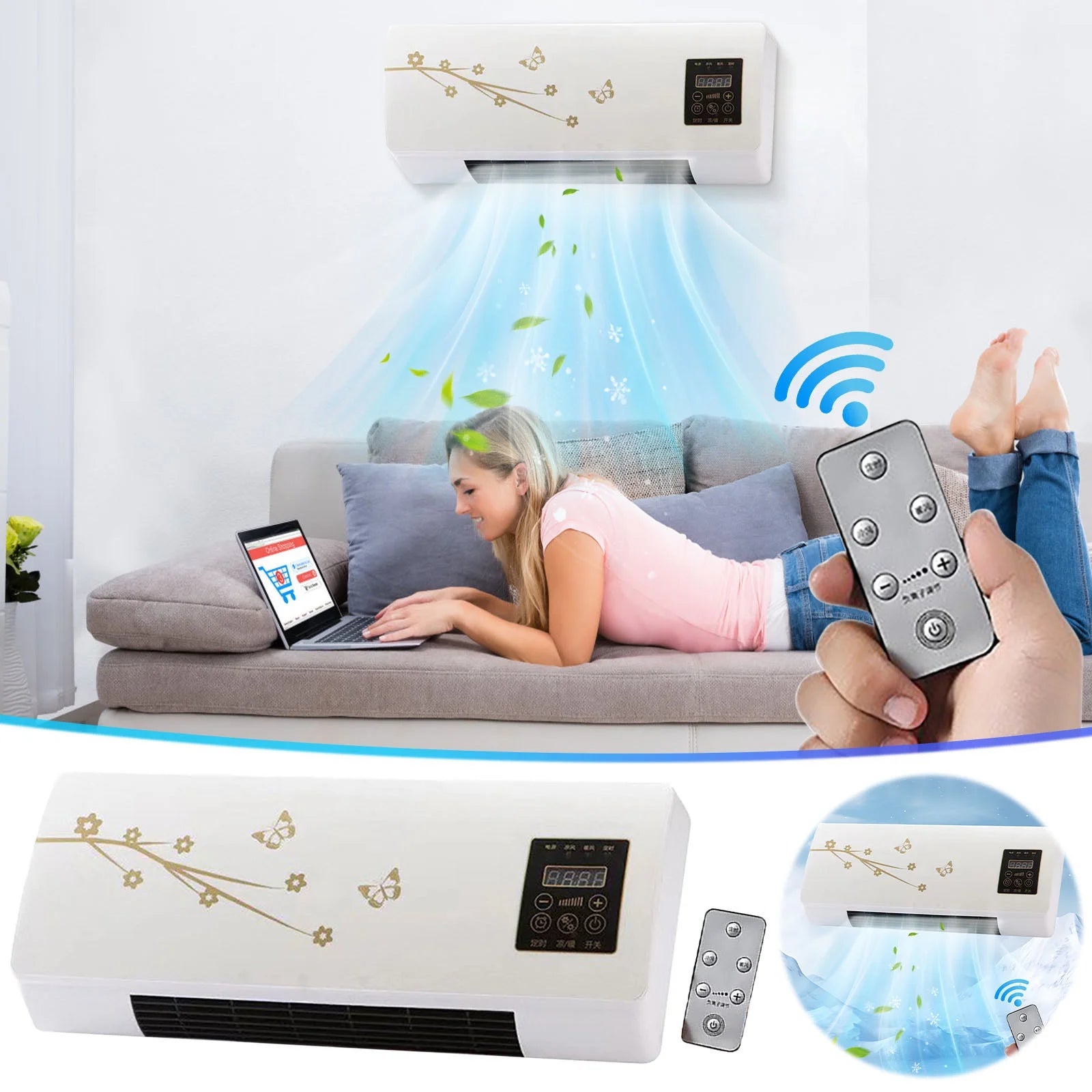 13000 BTU Mini Split Ac/Heating - Wall Mounted Ac Unit | Air Conditioner Portable Ac Heater Combo Unit, 2 In1 Wall Mounted Air Conditioner Heater with Remote Control & Timer