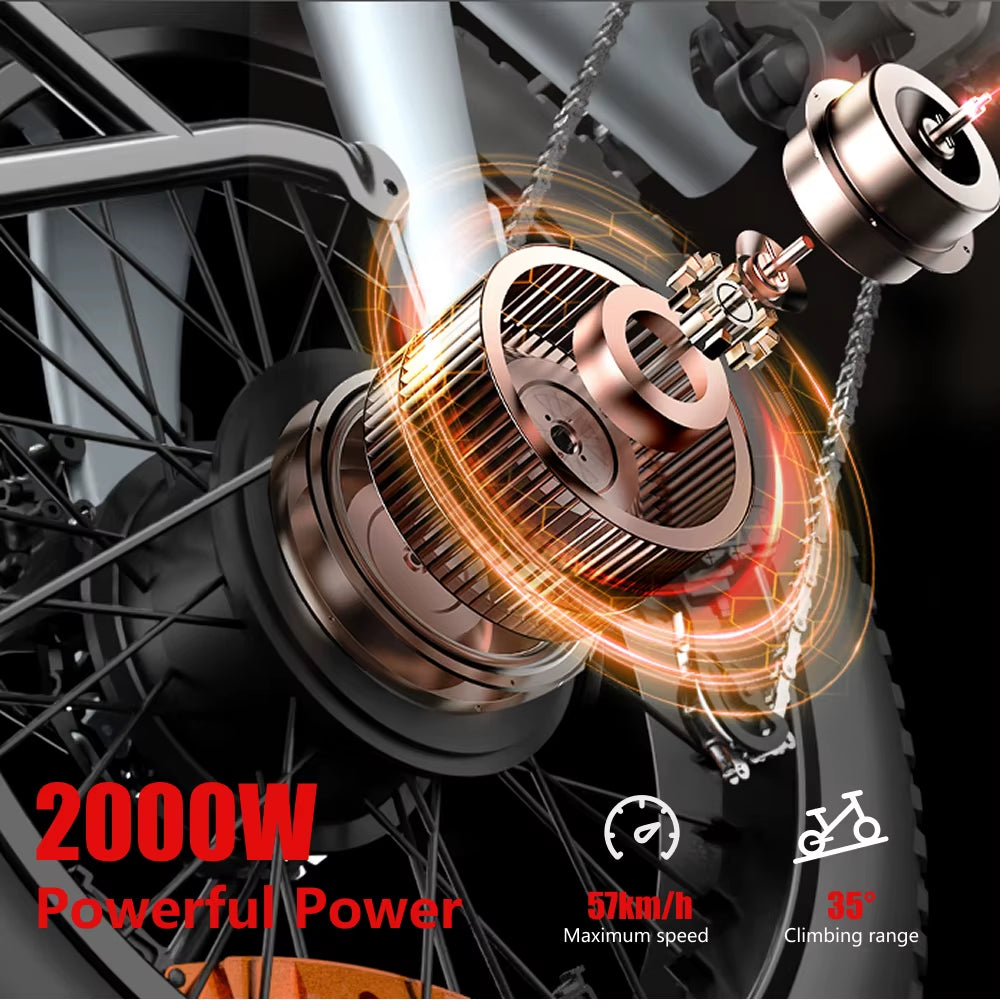 Q3 E Bike 2000W Electric Bike 48V 20AH Adult E Bike 20Inch Tire Off-Road Fatbike City Electric Bicycle Mountain E Bikes