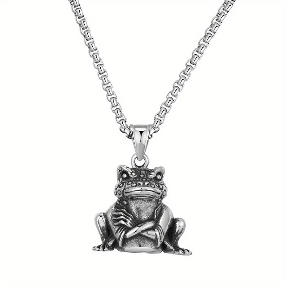 Retro Fashion Frog Animal Necklace Pendant Party Creative Trend Rock Punk Hip Hop Pendant Jewelry