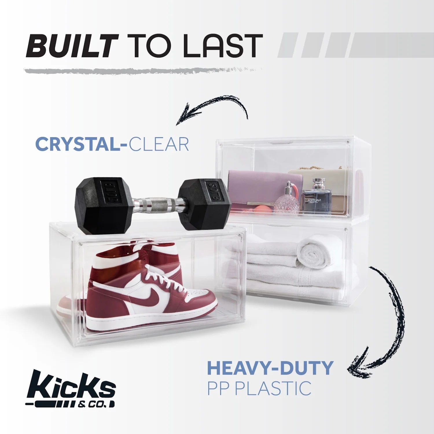 XL Clear Plastic Shoe Storage Box, Stackable with Lids for Sneakers up to Size 13, 2 Pack