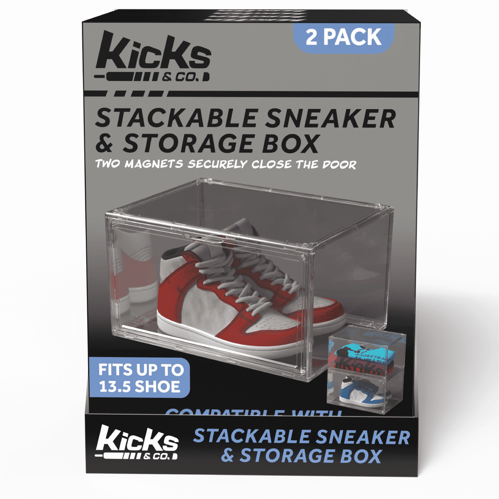 XL Clear Plastic Shoe Storage Box, Stackable with Lids for Sneakers up to Size 13, 2 Pack