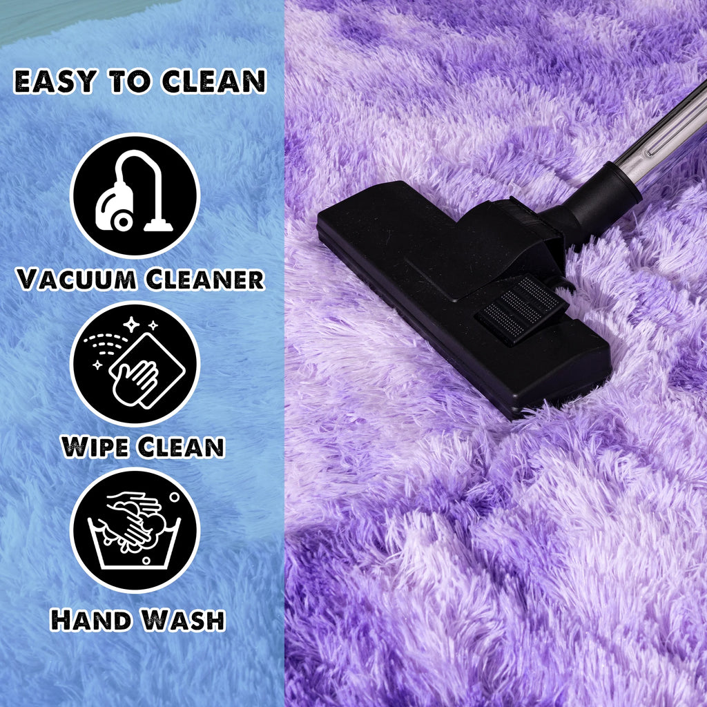 Super Soft Fluffy Rug for Bedroom,6X9 Tie-Dye Purple Anti-Skid Plush Floor Carpet for Living Room Home Decor