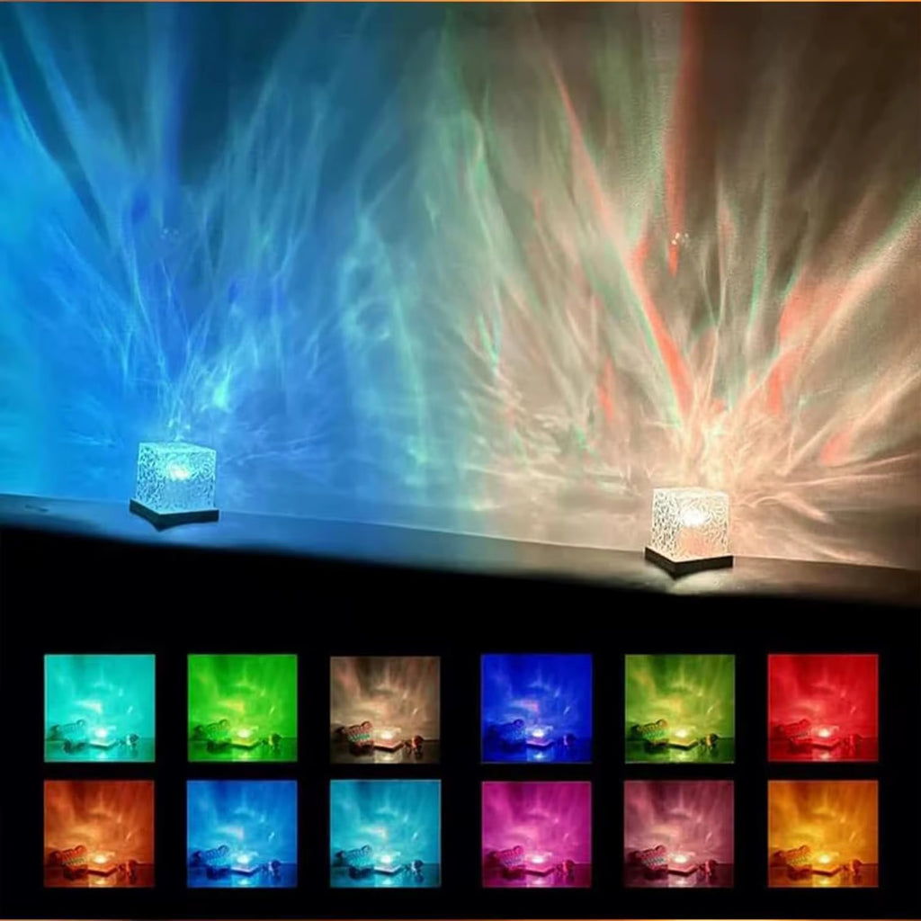 Novelty 3D RGB Night Light Ocean Wave Projector Rechargeable LED Table Lights