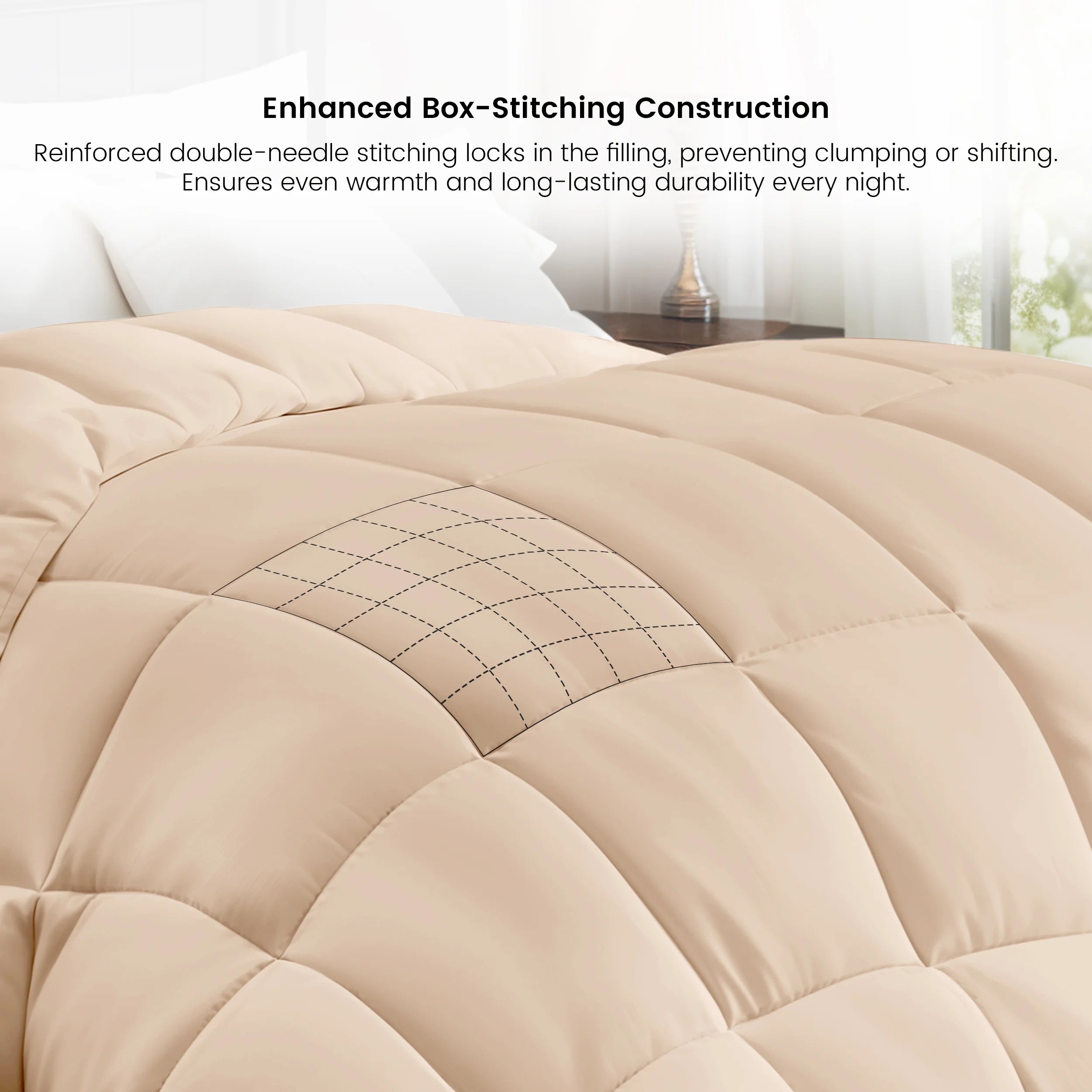Twin Comforter - down Alternative Comforter & Duvet Insert - Single Comforter, Beige
