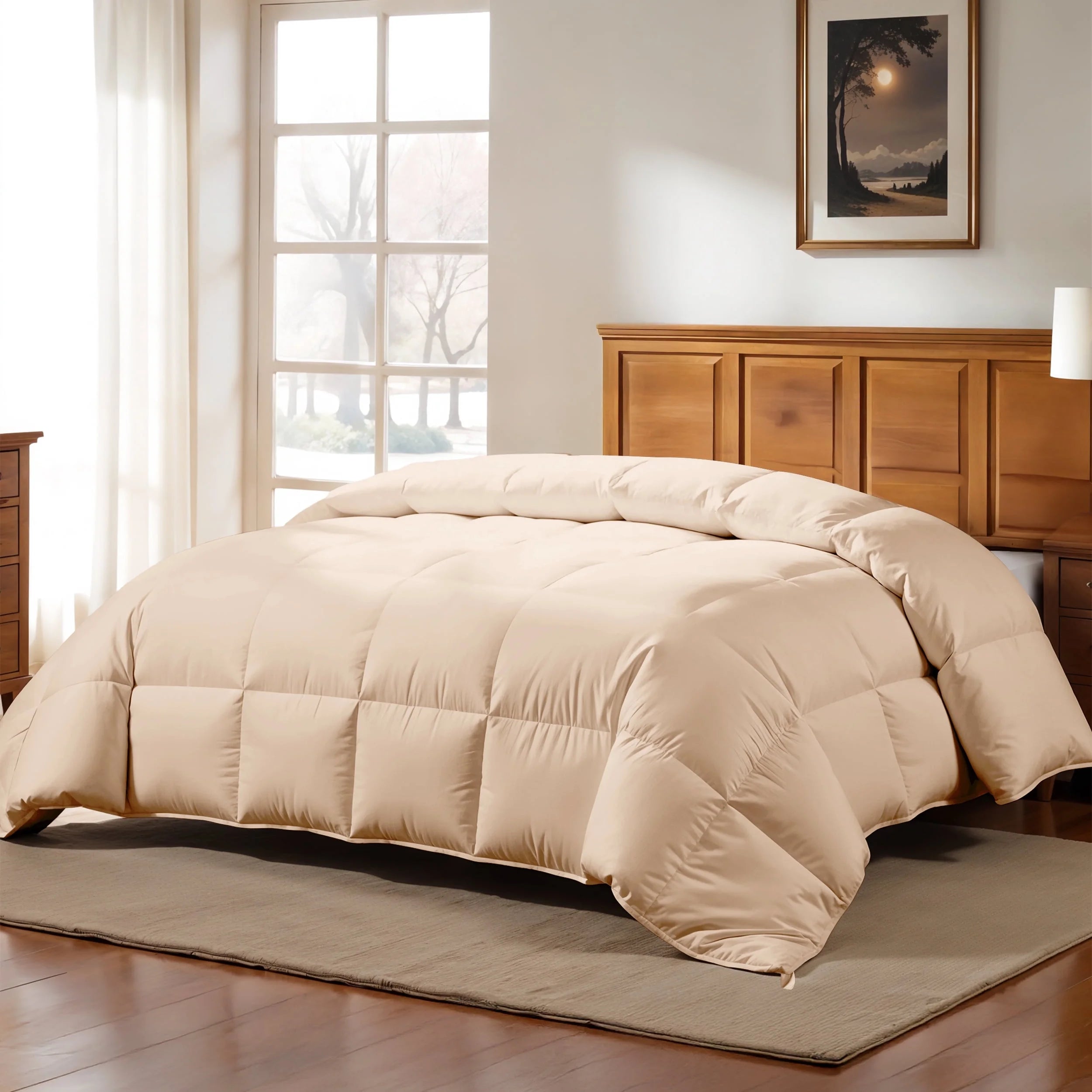 Twin Comforter - down Alternative Comforter & Duvet Insert - Single Comforter, Beige