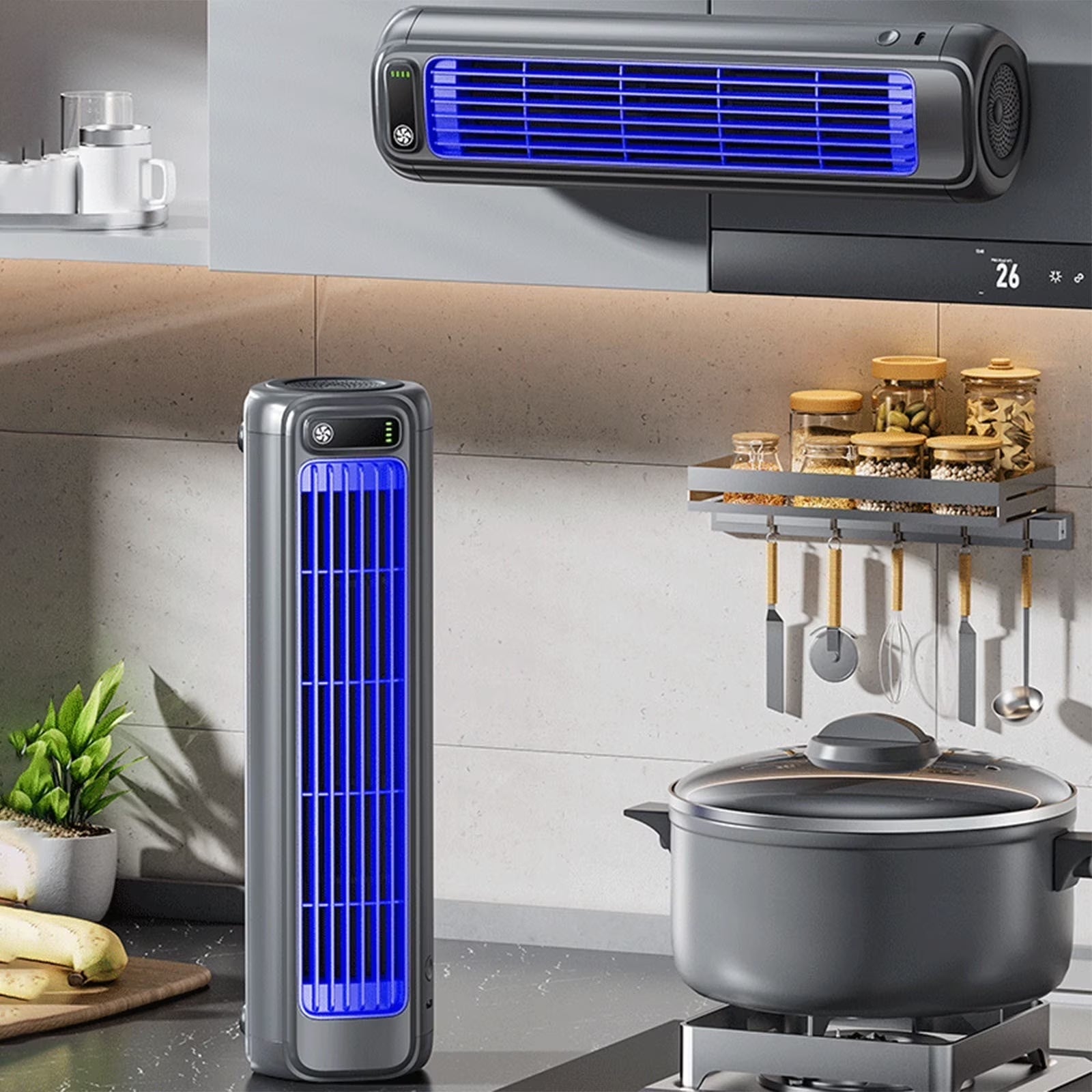 Cooling Portable Air Conditioner Fan, Wall Air Cooler, 2 in 1 Smart Air Conditioner Cooler and Heater Combo Smart Air Conditioner for All Season Use Portable Ac Conditioner for Office Bedroom 2000Ma
