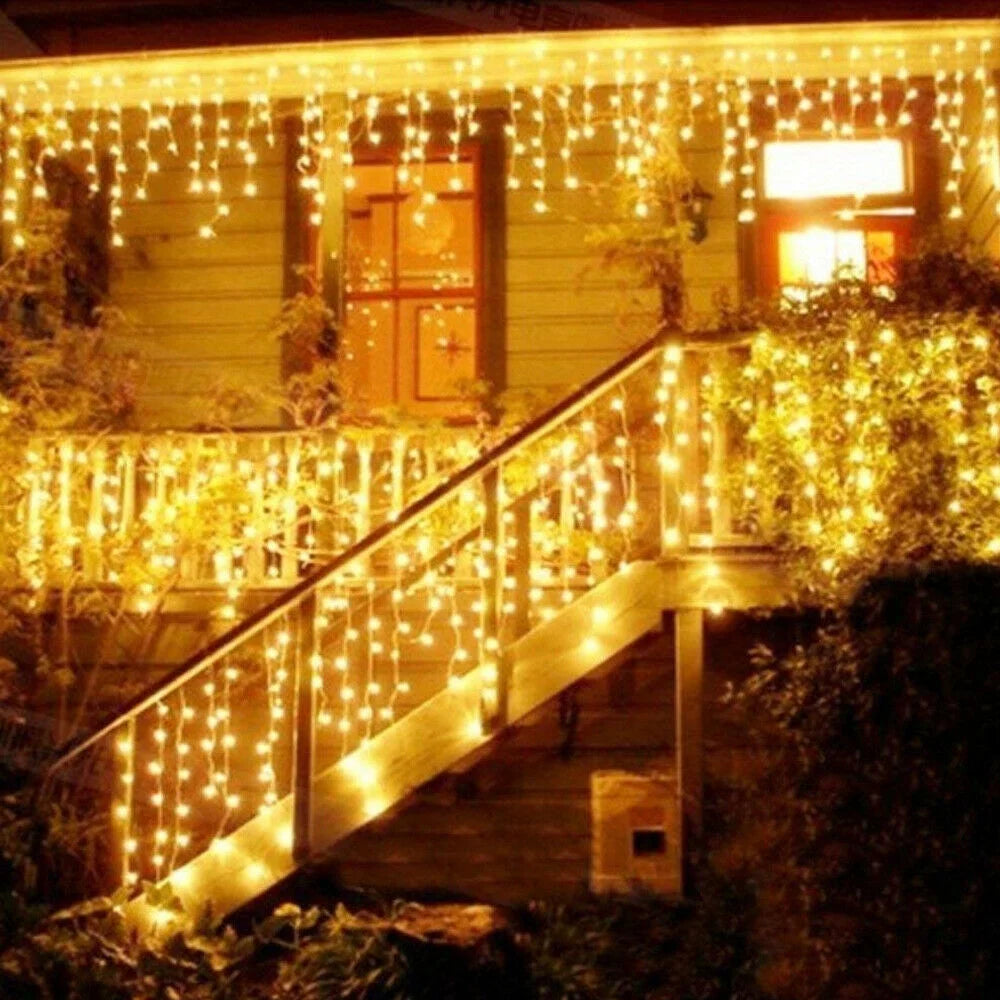 Christmas Lights, 13FT Extendable LED String Lights,Waterproof Outdoor Fairy Lights Curtain Lights Icicle Lights for Christmas Garden Patio Party Decoration
