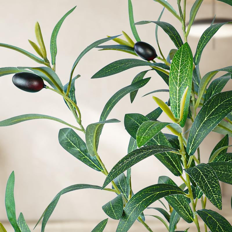 Realistic Artificial Olive Tree with Thick Trunk & Lifelike Fruit – 5/6/7/8FT, Perfect for Home & Office Décor with round White Pot