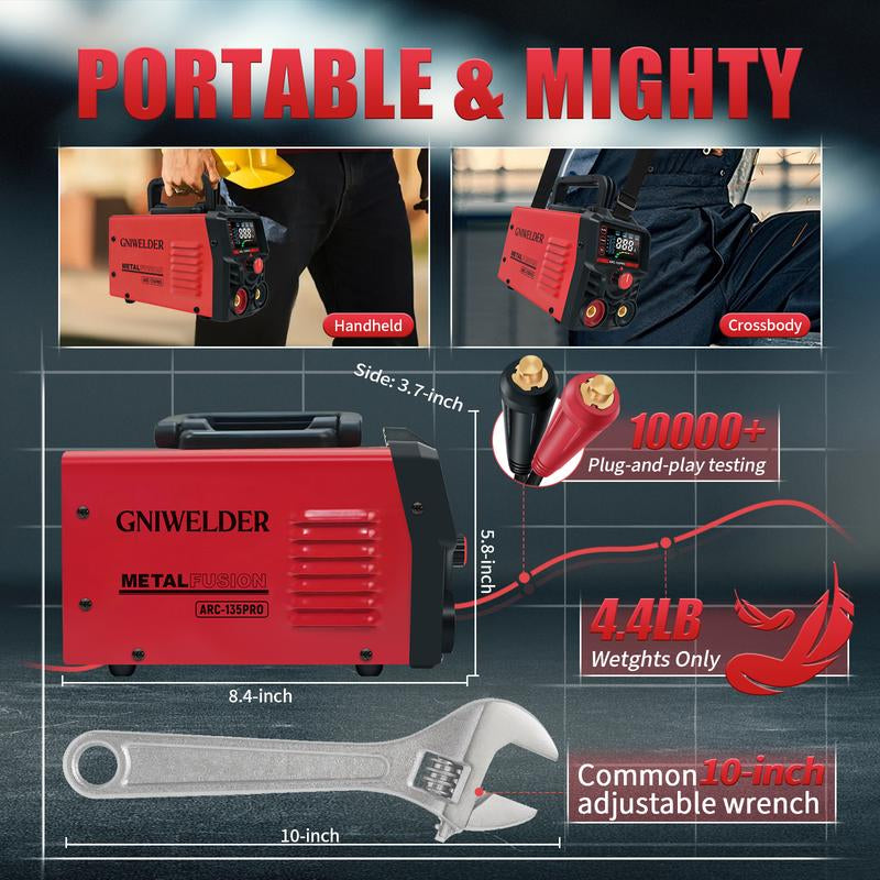 GNIWELDER Stick Welder 110V Portable ARC/TIG Welding Machine with LED Display Synergic Control IGBT Inverter Hot Start Arc Force Anti-Stick for Home Repair & Metal Working,Father'S Day Christmas Gifts Thanksgiving and Birthday Gifts