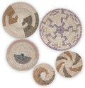 Wall Basket Decor, Set of 5 Woven Basket Wall Decor, Handmade Hanging Wall Basket for Living Room or Bedroom, Unique Boho Wall Art.
