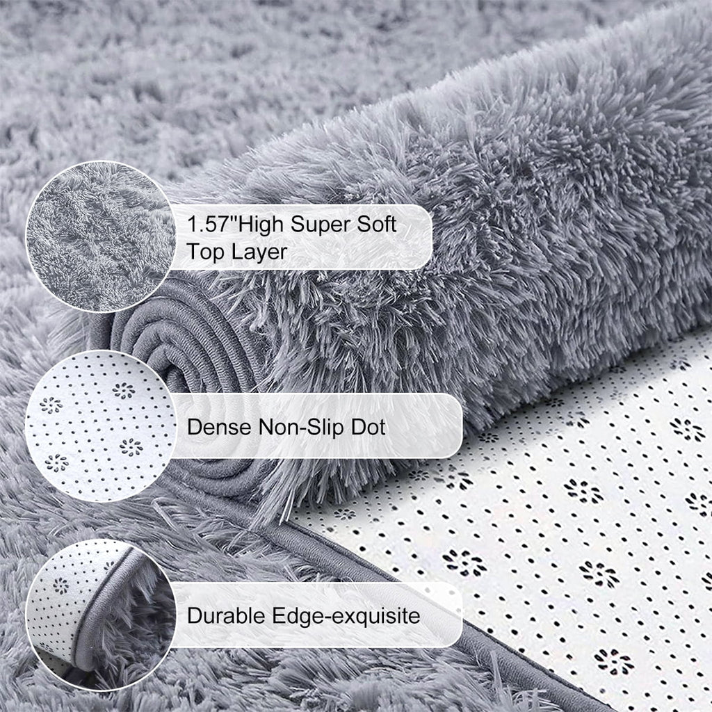 Area Rugs for Living Room Bedroom, 6X9 Ultra Soft Comfy Fluffy Thickened Memory-Foam Indoor Carpets, Modern Carpet for Teen Adults Apartment Bedroom Home Decor, Gray