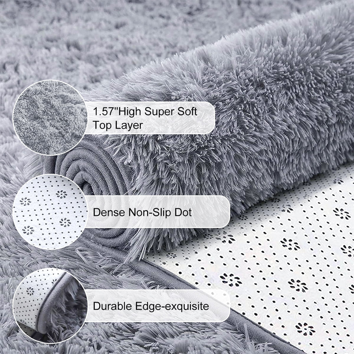 Area Rugs for Living Room Bedroom, 6X9 Ultra Soft Comfy Fluffy Thickened Memory-Foam Indoor Carpets, Modern Carpet for Teen Adults Apartment Bedroom Home Decor, Gray