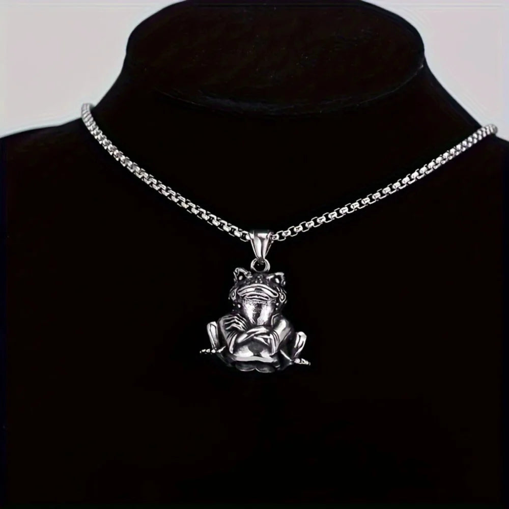 Retro Fashion Frog Animal Necklace Pendant Party Creative Trend Rock Punk Hip Hop Pendant Jewelry