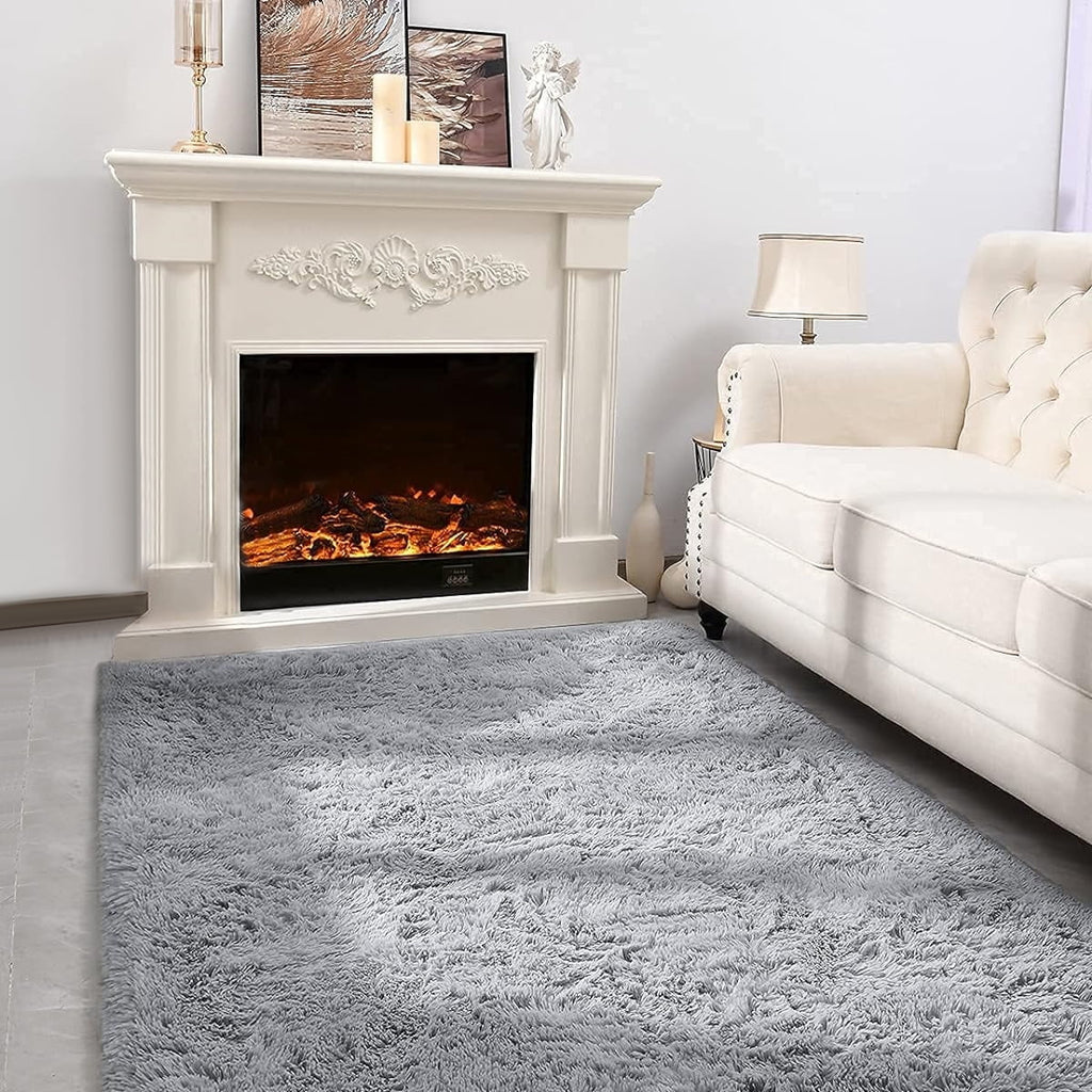 Area Rugs for Living Room Bedroom, 6X9 Ultra Soft Comfy Fluffy Thickened Memory-Foam Indoor Carpets, Modern Carpet for Teen Adults Apartment Bedroom Home Decor, Gray