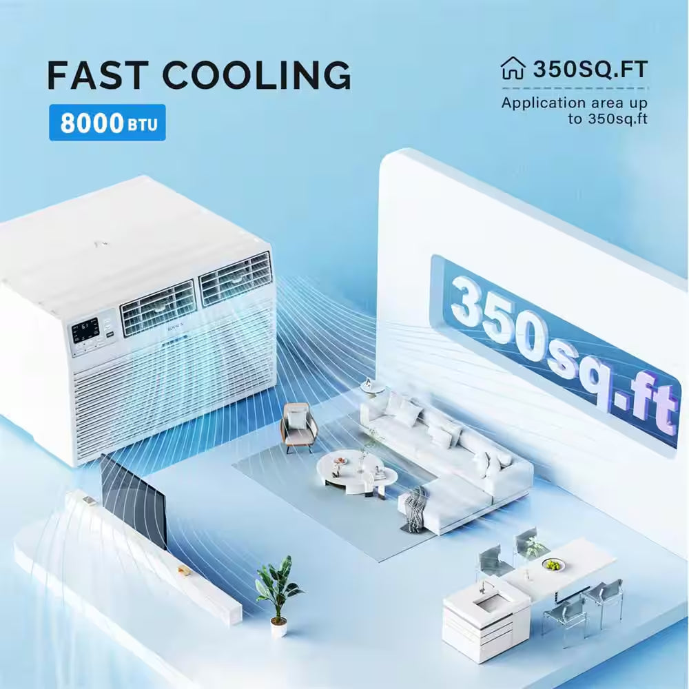 8,000 BTU (DOE) Wi-Fi Through-The-Wall Air Conditioner 350 Sq. Ft. with Remote in White 115-Volt