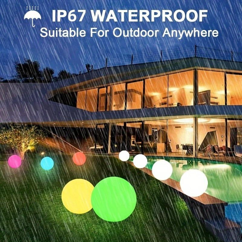 Hoodink 8-In Solar Globe Light Outdoor, Waterproof Solar Ball Light for outside W/Remote, 16 RGB Color Changing Glowing Orb Lamp Landscape Lighting Mood Lamp W/Ground Stake for Garden Patio Yard Pathway Decor