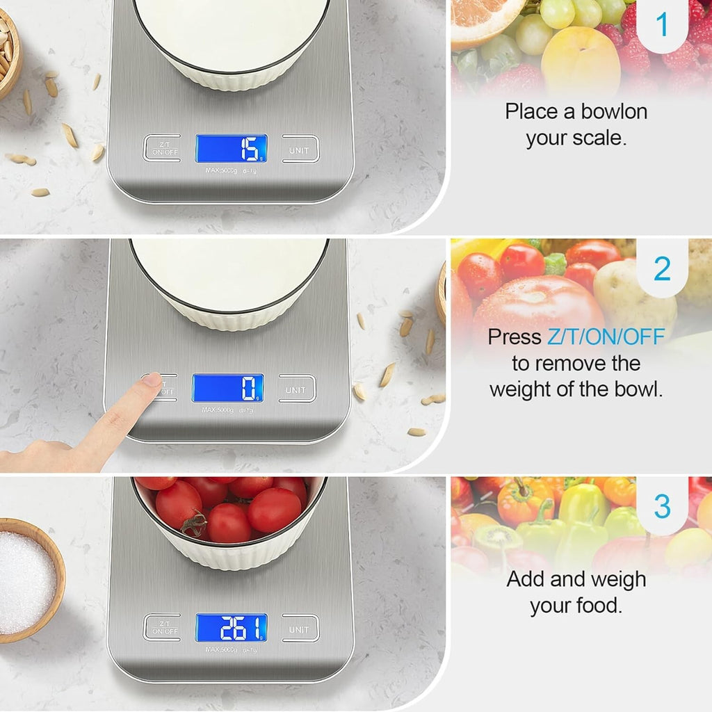 Bascula Digital De Cocina Pesa De Alimentos Comida Gramos Onzas Multifunctiona