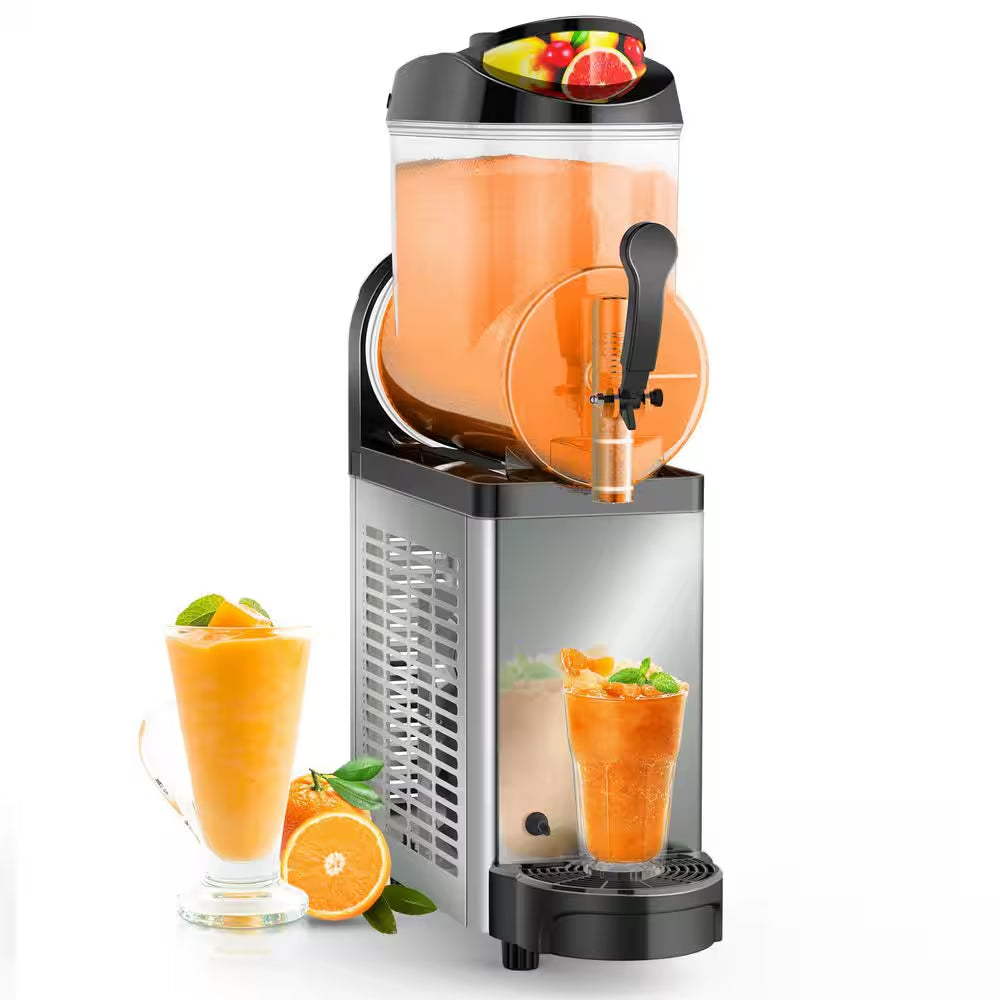 Commercial Slushy Machine 405Oz. Silver Snow Cone Machine 12L Single Bowl Food-Grade PC Tank, 400W Frozen Drink Machine